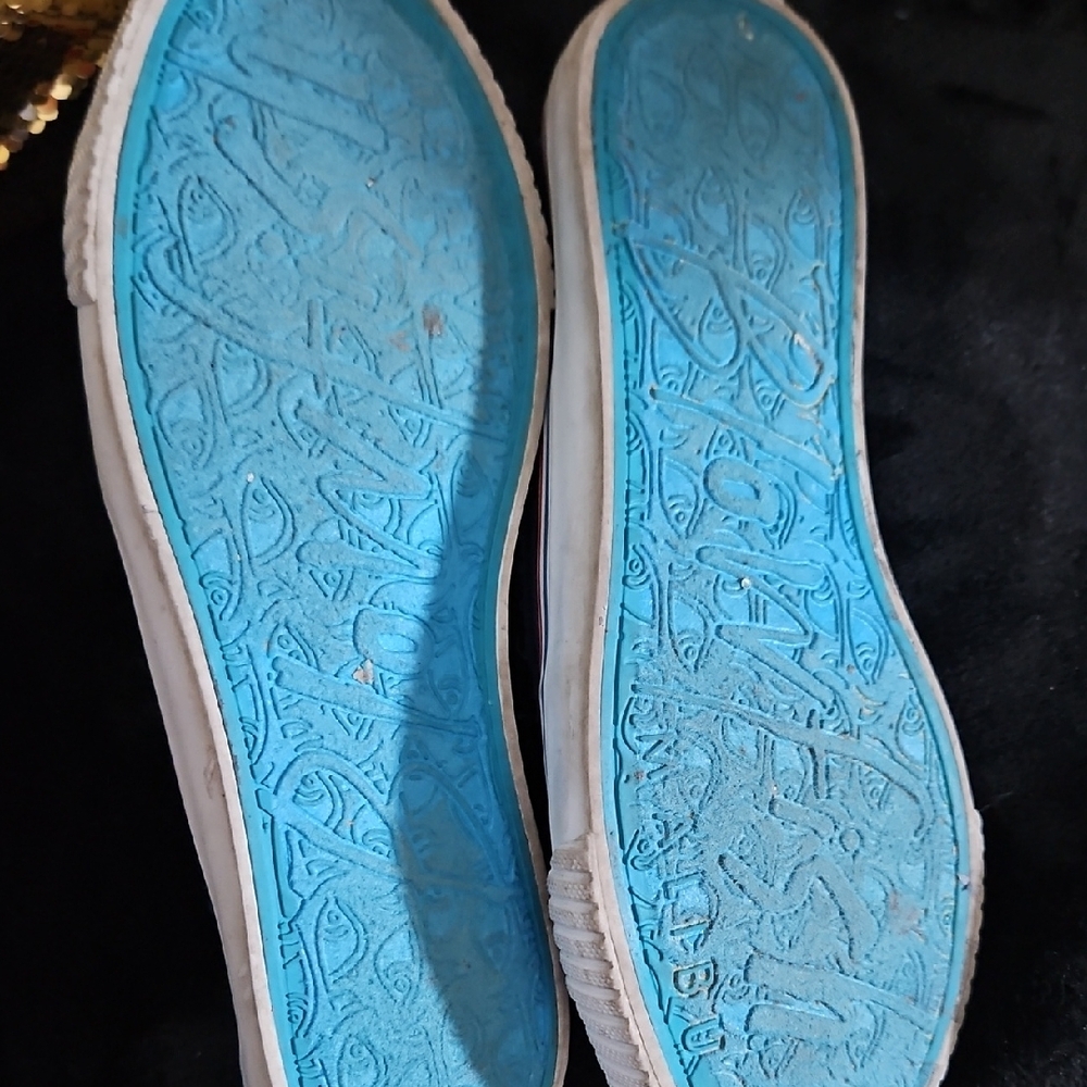 Blowfish Navy Blue Frayed Canvas Slip-On Sneakers - Picture 2 of 5
